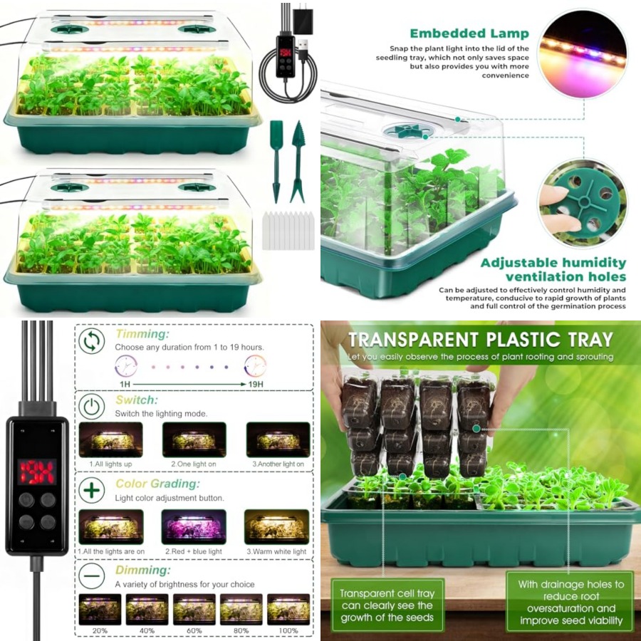 Humidity Dome Kit - Bandeja de germinación con luz de